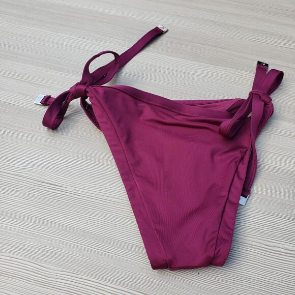 Seafolly Women's Plum Side Tie High Waisted Cheeky Bikini Bottoms Sz 12 / US 8 - Picture 5 of 6